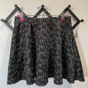 Hot Topic Black Cat Pattern Skater Skirt